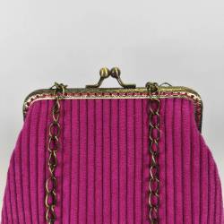 Χειροποίητη τσάντα χιαστί Fuchsia Corduroy 💕
