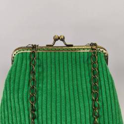 Χειροποίητη τσάντα χιαστί Emerald Corduroy 💚