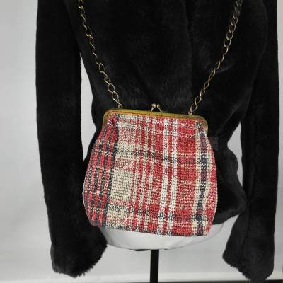 Χειροποίητη τσάντα Χειροποίητη τσάντα χιαστί Tweed Rouge ❤️🖤