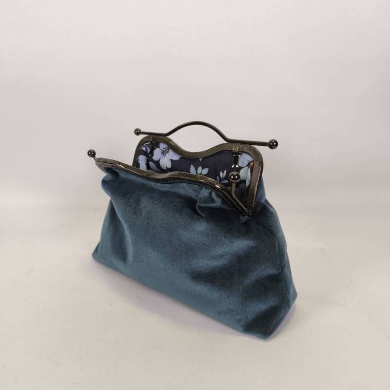 Χειροποίητο βελούδινο clutch Midnight Blue Grace