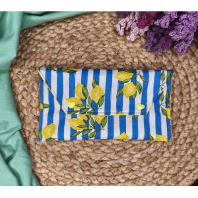 mini pouch χειροποίητο θήκη καπνού καρό Lemon Stripe