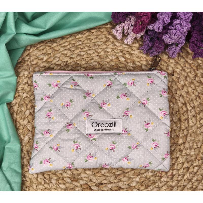 χειροποίητο mini pouch floral grey oreozili