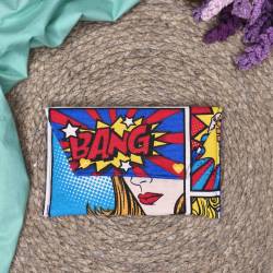 Χειροποίητο mini pouch Pop Art Comic Bang με πολύχρωμο comic σχέδιο Oreozili
