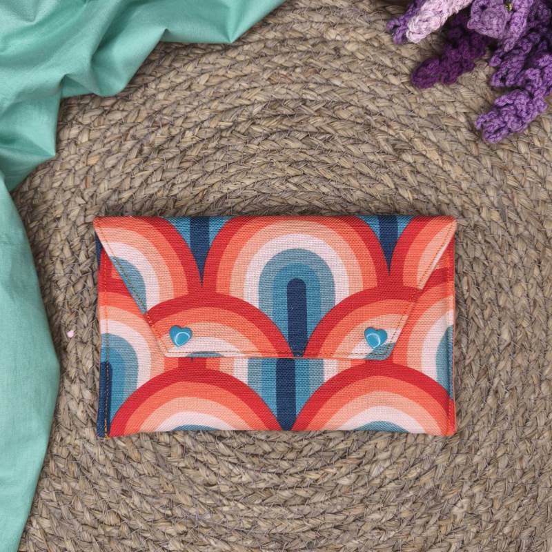 Χειροποίητο mini pouch Retro Arches Vibes με γεωμετρικό vintage σχέδιο Oreozili