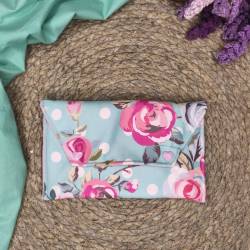 Χειροποίητο mini pouch Romantic Rose Mint με floral σχέδιο σε παστέλ αποχρώσεις Oreozili
