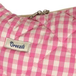 Moonbag με Φραμπαλά – Pink Gingham Vichy | Moonbags - Τσάντες Ώμου και Χιαστί