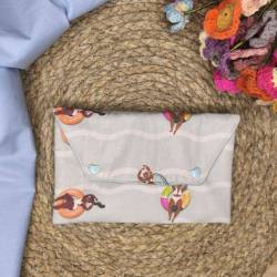 Χειροποίητο mini pouch Oreozili με καλοκαιρινό σχέδιο εμπνευσμένο από τις διακοπές και τη θάλασσα