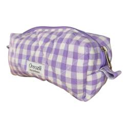 Boxy Travel Pouch Lilac Vichy χειροποίητο λιλά καρό νεσεσέρ ταξιδίου Oreozili