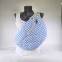 Χειροποίητη γαλάζια quilted bumbag με vichy καρό μοτίβο και ρυθμιζόμενο ιμάντα από την Oreozili 💙