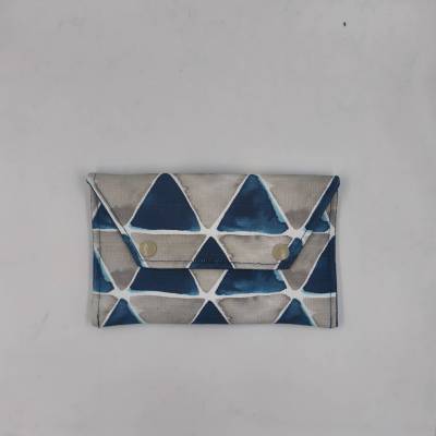 Mini pouch χειροποίητο – Blue Fog Geometry