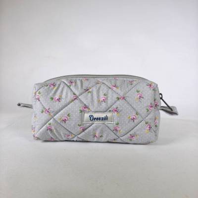Χειροποίητο νεσεσέρ – Grey Rosebud Boxy Pouch