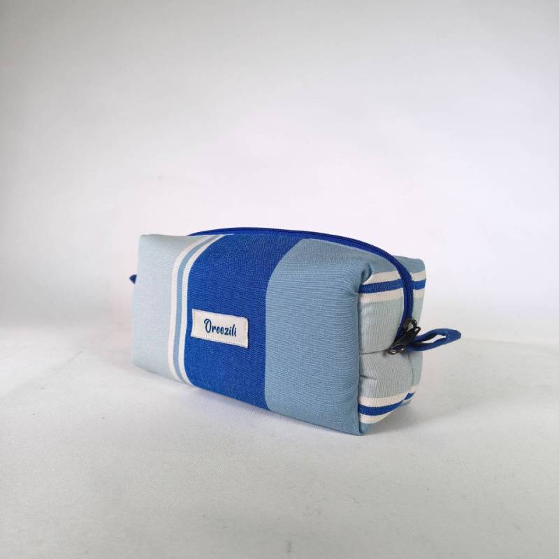 Χειροποίητο νεσεσέρ – Blue Stripe Nautical Pouch | Boxy Travel Pouches – Νεσεσέρ Ταξιδίου